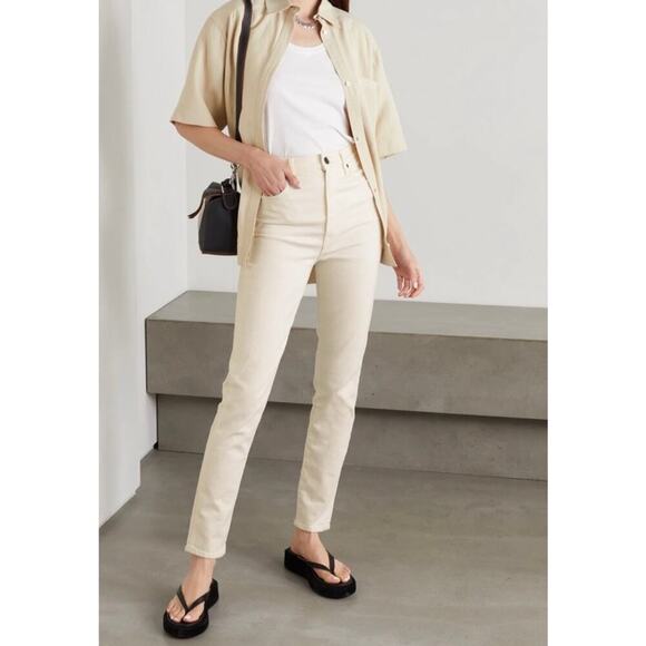 SLVRLAKE Beatnik Ankle Jeans Size 28 Ivory Ecru High Rise Straight Denim Staple - Picture 6 of 14